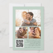 Moderne Eucalyptus 3 Foto's QR-code bruiloft Kaart (Achterkant)