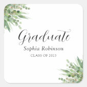 Moderne Eucalyptus Afstuderen Vierkante Sticker (Voorkant)