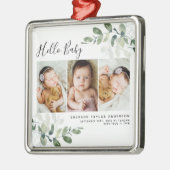 Moderne Eucalyptus Baby foto Metalen Ornament (Links)