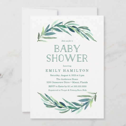 Moderne Eucalyptus | Baby Shower Uitnodiging (Voorkant)