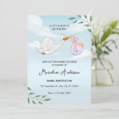 Moderne Eucalyptus Babyshower Uitnodiging (Staand voorkant)