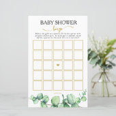 Moderne Eucalyptus Balloon Baby shower Bingo Game (Staand voorkant)