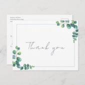 Moderne Eucalyptus Bedankt Baby Shower Briefkaart (Voorkant / Achterkant)