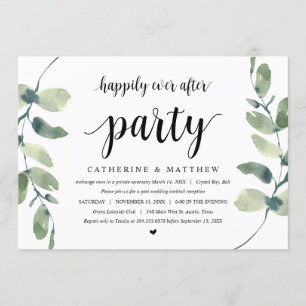 Moderne Eucalyptus, Black, Wedding Elopement Party Kaart