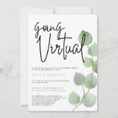 Moderne Eucalyptus Bladeren Script Virtueel Huweli Kaart (Voorkant)