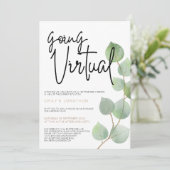 Moderne Eucalyptus Bladeren Script Virtueel Huweli Kaart (Staand voorkant)