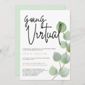 Moderne Eucalyptus Bladeren Script Virtueel Huweli Kaart (Voorkant / Achterkant)