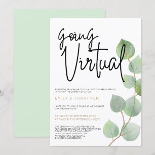 Moderne Eucalyptus Bladeren Script Virtueel Huweli Kaart