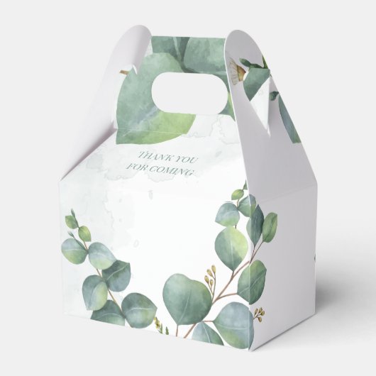 Moderne Eucalyptus Bloem Botanische Bruidsdouche Bedankdoosjes (Achterkant)