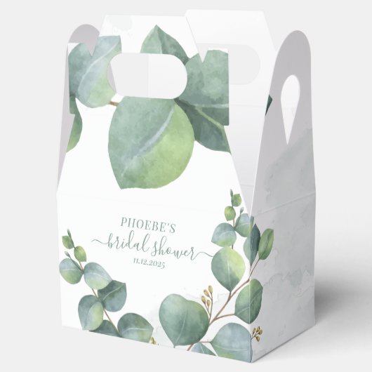 Moderne Eucalyptus Bloem Botanische Bruidsdouche Bedankdoosjes (Geopend)