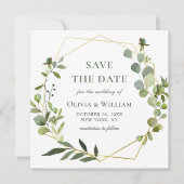 Moderne Eucalyptus Bloem Bruiloft SAVE THE DATE Kaart (Voorkant)