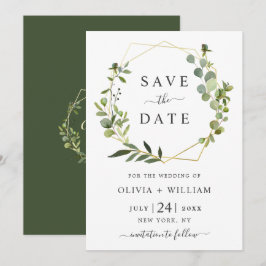 Moderne Eucalyptus Bloem Geometrische Frame Trouw Save The Date