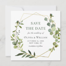 Moderne Eucalyptus Bloemen Bruiloft SAVE THE DATE