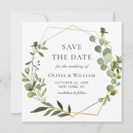Moderne Eucalyptus Bloemen Bruiloft SAVE THE DATE Kaart