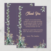 Moderne eucalyptus bloemengeur baby shower bedankt kaart (Voorkant / Achterkant)