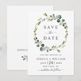 Moderne Eucalyptus Bloemenkrans Frame Bruiloft Save The Date