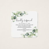 Moderne Eucalyptus Botanical Wedding QR Code RSVP Vierkante Visitekaartjes (Voorkant)