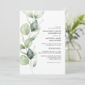 Moderne eucalyptus botanische groen bruiloft kaart (Staand voorkant)