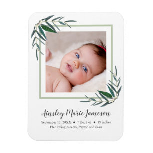 Moderne Eucalyptus botanische nieuwe babyfoto Magneet