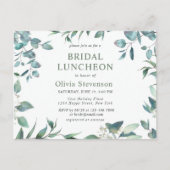 Moderne Eucalyptus Bridal Luncheon Invitation Kaar Briefkaart (Voorkant)