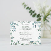 Moderne Eucalyptus Bridal Luncheon Invitation Kaar Briefkaart (Staand voorkant)