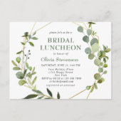 Moderne Eucalyptus Bridal Luncheon Invitation Kaar Briefkaart (Voorkant)
