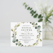 Moderne Eucalyptus Bridal Shower Invitation Kaart (Staand voorkant)