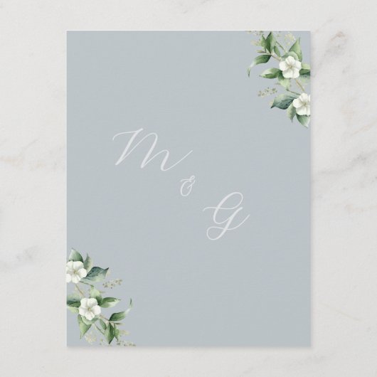 Moderne Eucalyptus bruiloft details Informatiekaartje (Achterkant)