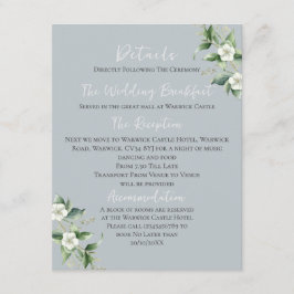 Moderne Eucalyptus bruiloft details Informatiekaartje