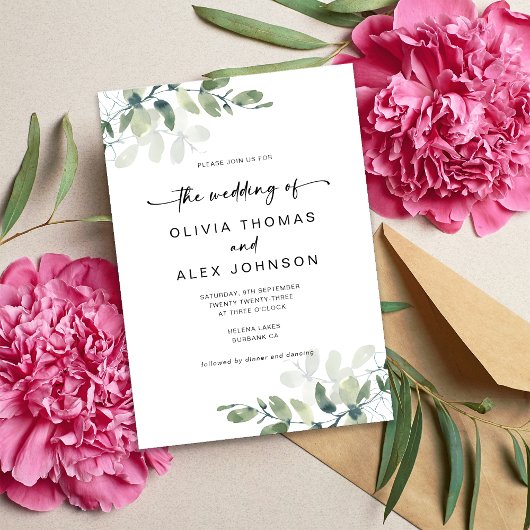 Moderne Eucalyptus Bruiloft Kaart