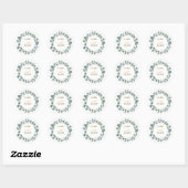 Moderne eucalyptus bruiloft ronde sticker (Vel)