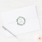 Moderne eucalyptus bruiloft ronde sticker (Envelop)