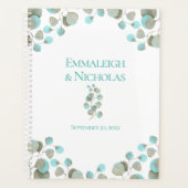 Moderne Eucalyptus Bruiloft | Rustieke Teal Planner (Voorkant)