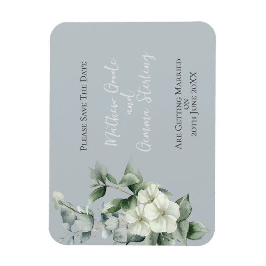 Moderne Eucalyptus bruiloft Save The Date Magneet (Verticaal)