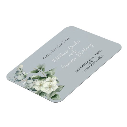 Moderne Eucalyptus bruiloft Save The Date Magneet (Linkerzijde)