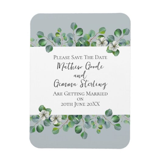 Moderne Eucalyptus bruiloft Save The Date Magneet (Verticaal)