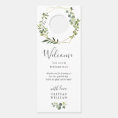 Moderne eucalyptus bruiloft welkom niet storen deurhanger (Achterkant)