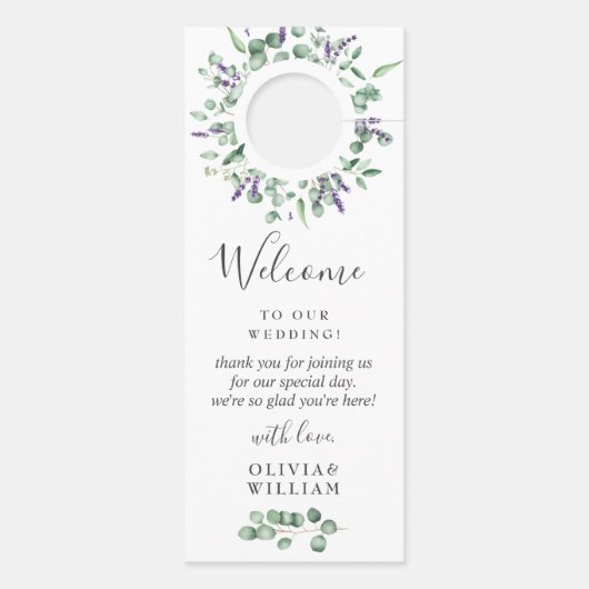 Moderne eucalyptus bruiloft welkom niet storen deurhanger (Achterkant)