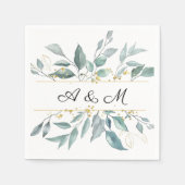 Moderne Eucalyptus Calligraphy Monogram Weddenscha Servet (Voorkant)