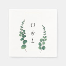 Moderne Eucalyptus Calligraphy Monogram Weddenscha