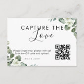 Moderne Eucalyptus Capture The Love QR-code  Informatiekaartje (Voorkant)