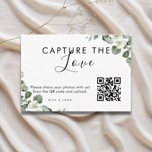 Moderne Eucalyptus Capture The Love QR-code  Informatiekaartje