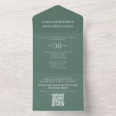 Moderne Eucalyptus Elegant Green Foliage QR Code All In One Uitnodiging (Binnen)
