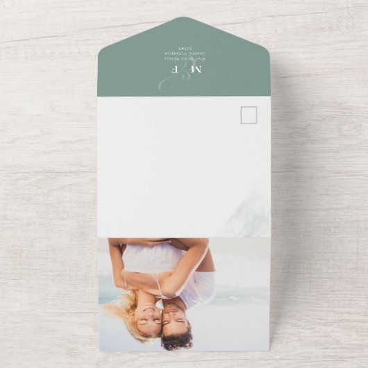 Moderne Eucalyptus Elegant Rustic Foliage Foto All In One Uitnodiging (Buitenkant)