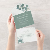 Moderne Eucalyptus Elegant Rustige olie Eenvoudig All In One Uitnodiging (Afscheurbaar)