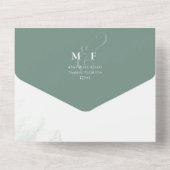 Moderne Eucalyptus Elegant Rustige olie QR-code All In One Uitnodiging (Achterkant)