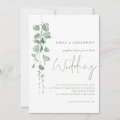 Moderne Eucalyptus Elegant Sage Script Weddenschap Kaart (Voorkant)