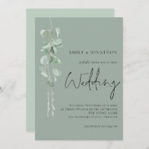 Moderne Eucalyptus Elegant Script Dark Sage Weddin