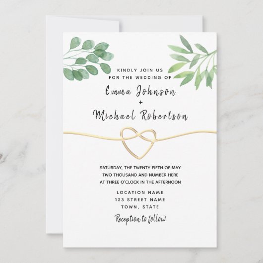 Moderne Eucalyptus Elegant Script Wedding Kaart (Voorkant)