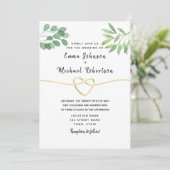 Moderne Eucalyptus Elegant Script Wedding Kaart (Staand voorkant)